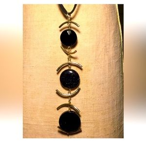 Black Onyx 3 Stone Pendant. Yesterday today tomorrow. SALE